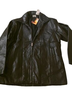 Men's Black Leather Zip-Front Jacket - Classic Timeless Style